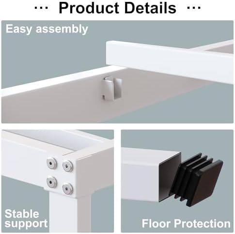 DiaOutro 18 Inch White Full Size Bed Frame - Image 3