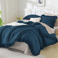Andency Navy Blue Ruffle Comforter Oversized Queen by Andency