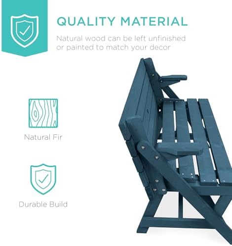 Best Choice Products 2-in-1 Transforming Interchangeable Outdoor Wooden Picnic - Image 3