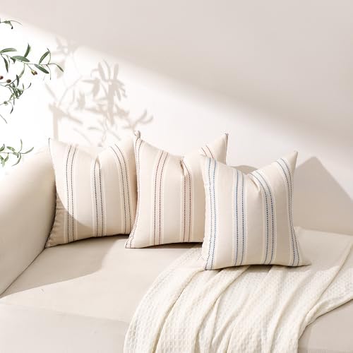Hckot Fall Rust Terracotta Throw Pillow Covers 22x22 Stripe Pillow Covers - Image 7