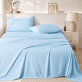 ROSE&RISY Baby Blue Queen Sheet Set, Pre-Washed Cotton-Like Brushed Microfiber by ROSERISY