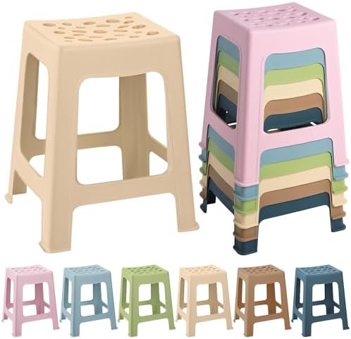 TURSTIN 6 Pack Plastic Stools 16.9 Inch Nesting Stools Bohemia 6 Color Portable by TURSTIN
