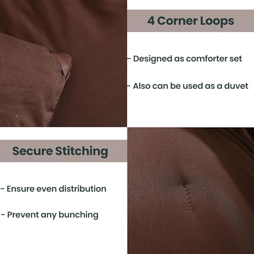 Paxrac Earthy Brown Comforter Queen Size, Neutral 3 Pieces Comforter Set - Image 4