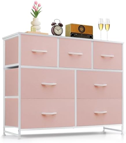 7-Drawer Dresser for Bedroom, Anti-Tip Wide Storage Organizer Fabric by SageNest