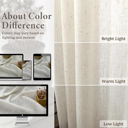 Pitalk Natural Linen Curtains 38 Inch Wide - Image 4