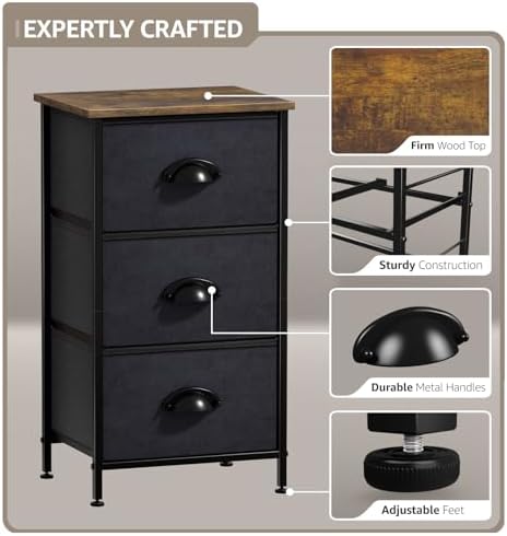 Sorbus Nightstand with 3 Drawers - Image 4