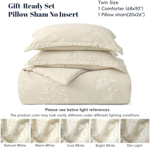 PHF Cotton Jacquard Comforter Set Twin, Soft Breathable - Image 6