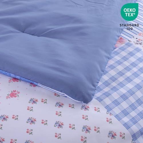 YIKUSH Blue Floral Full Comforter Set, Soft Lightweight All Season Bedding Set - Image 5