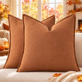 decorUhome Fall Light Rust Linen Throw Pillow Covers 26x26 Set of 2 by decorUhome