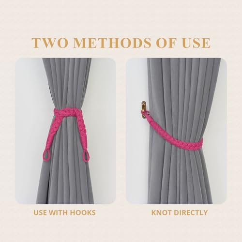 NICEEC 2 Pack Natural Cotton Rope Curtain Tiebacks Elegant Boho Style - Image 5