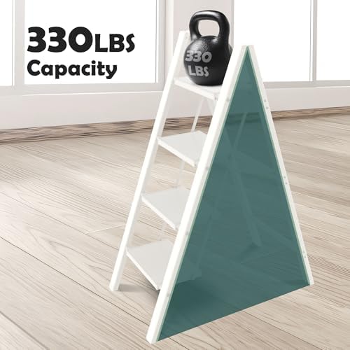 Taranta 4 Step Stool Foldable, Aluminum Step Ladder-White - Image 4