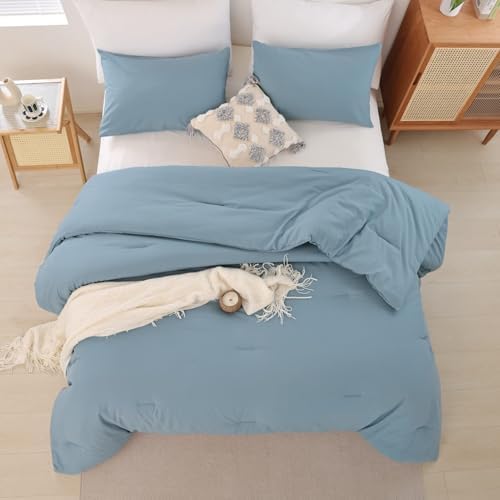 ROSGONIA Alaskan King Comforter, Dusty Blue, 136x120 Soft Bedding Quilt - Image 7