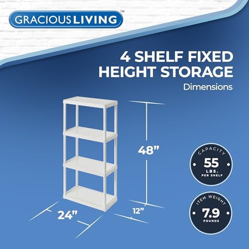 Gracious Living 4 Shelf Fixed Height Storage Unit - Image 3