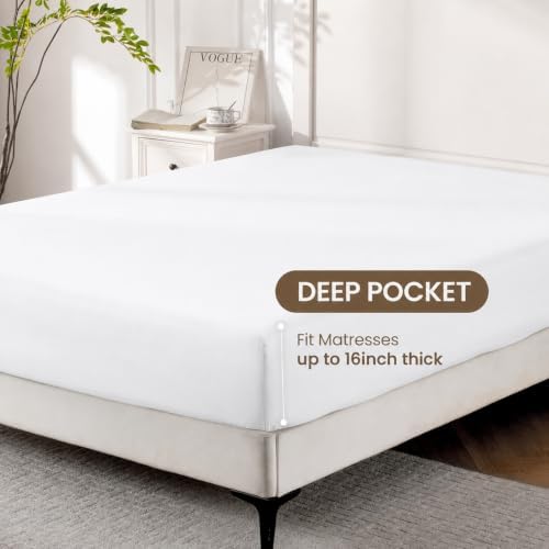 ROSE&RISY Off White Twin Sheet Set, Pre-Washed Brushed Cotton-Like Microfiber - Image 4