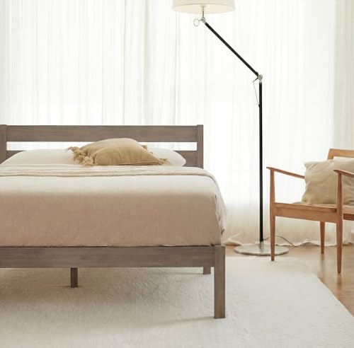 Twin Bed Frame with Headboard Classic Wood Platform, Noise Free, Under Bed - Image 3