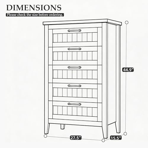 GarveeHome 5 Drawer Dresser - Image 2