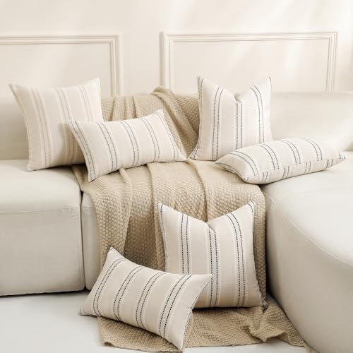 Hckot Decorative Throw Pillow Covers 24x24 Set of 2 Striped Pillow Covers - Image 5