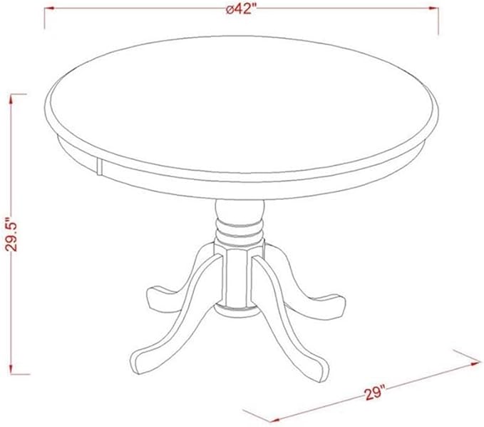 East West Furniture HLPL5-BMK-W 5 Piece Dining Room Furniture Set Includes a Round Kitchen Table with Pedestal and 4 Dining Chairs, 42x42 Inch, Buttermilk & Cherry