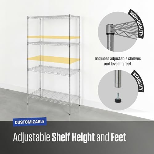 SafeRacks 4-Tier NSF Wire Shelving Unit, No Wheels - Image 6