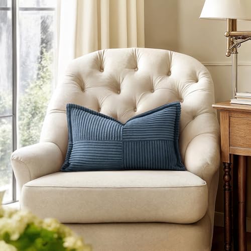 MIULEE Decorative Lumbar Throw Pillow Covers 14x24 Inch Blue 2 Pack - Image 4