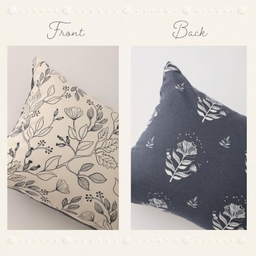 SageSelvas Lumbar Pillow Cover 12x20 Navy Blue Floral Print Cotton - Image 7