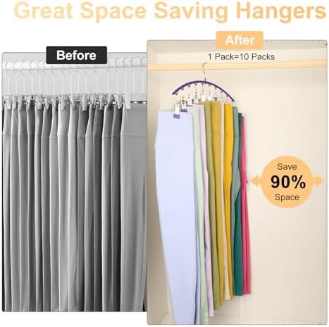 Volnamal Legging Organizer for Closet, 2 Pack Metal Yoga Pants Hanger-Purple - Image 4