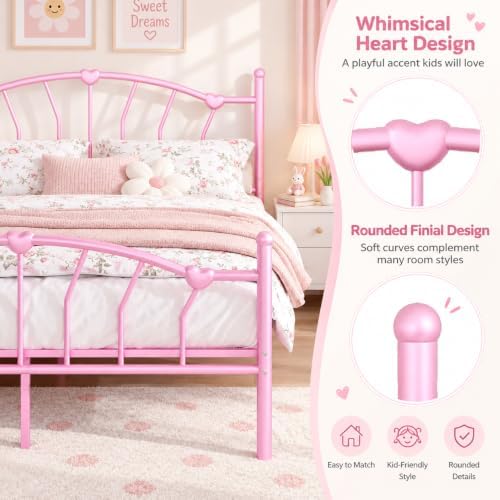 IMMERSTABLE Queen Metal Bed Frame, Heart-Shaped Platform Bed - Image 5