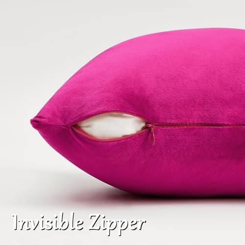 GIGIZAZA Hot Pink Velvet Pillow Covers 16x16 Decorative Pillows Pack of 2 - Image 5