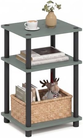 Furinno JUST Toolless 3-Tier Side Table, Open Shelf End Table, Sage Green by Furinno-FitsYourSpaceFitsYourBudget