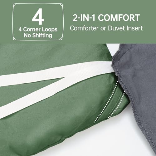 MUXHOMO Queen Comforter Set, 3-Piece All-Season Bedding, Dark Green - Image 6