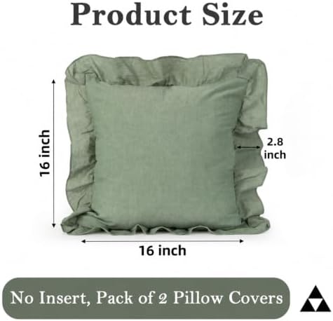 JoraLion Ruffled Throw Pillow Cover 16x16 Solid Green - Image 4