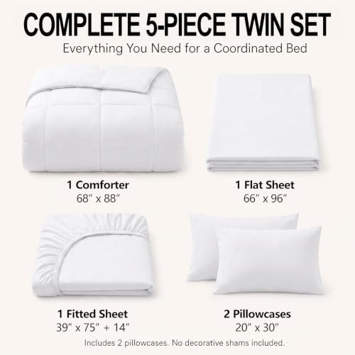 CozyLux Twin Comforter Set White - Image 2