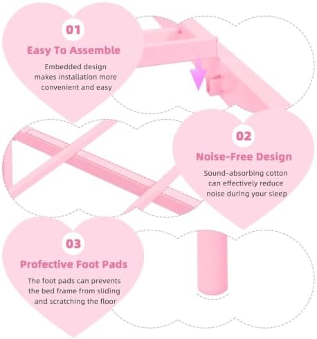 IMMERSTABLE Twin Metal Bed Frame, Heart-Shaped Platform Bed - Image 6