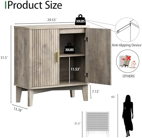 Xixini Fluted Sideboard Buffet Cabinet - Image 2