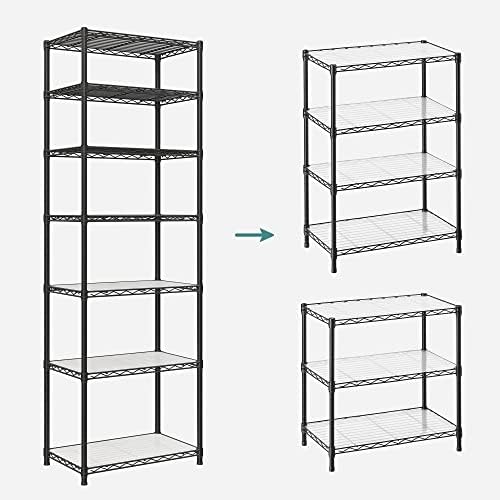 SONGMICS 7-Tier Storage Shelves, Adjustable Wire Shelving Unit, 8 Hooks - Image 5