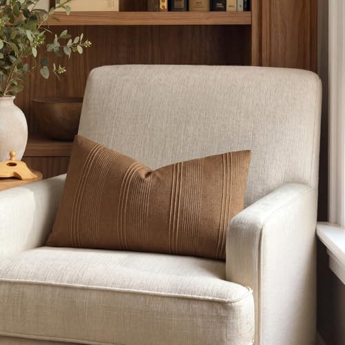MIULEE Fall Lumbar Striped Throw Pillow Covers 12x20 Sugar Brown 2 Pack - Image 6