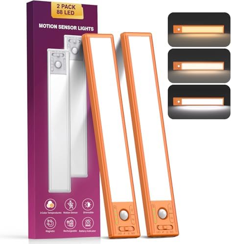 10.5 Inch 2 Pack Under Cabinet Lighting, 3 Color Temps Rechargeable Motion by Unknown