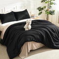 Litanika Black California King Comforter Set, 3 Pieces Solid Bedding by Litanika
