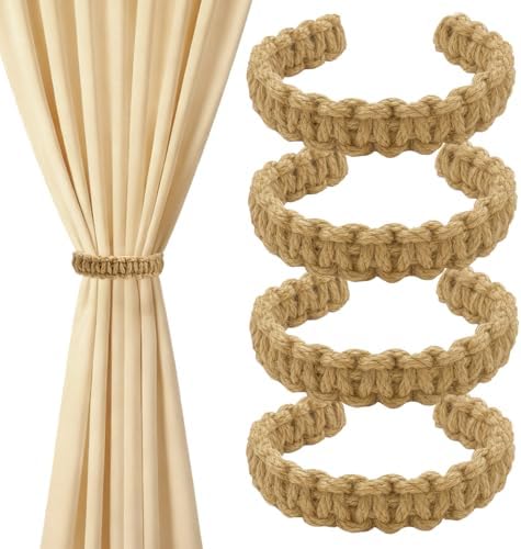 4 Pack Braided Curtain Tieback Elegant Boho Rustic Drapes Holdback by Unknown