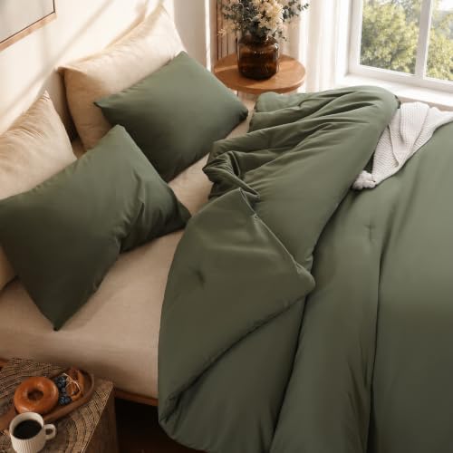 ROSGONIA Full Size Comforter Set, Olive Dark Green - Image 4