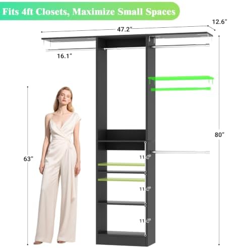 Besiost 4FT Small Closet Organizer System - Image 2