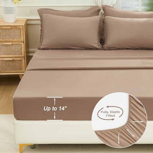 Andency California King Comforter Set, 7 Pieces Taupe Bedding - Image 6