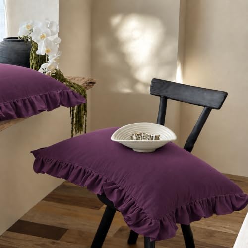 Merryword Dark Purple Body Pillow Cover 20x54inches Long Pillowcase Ruffled - Image 6