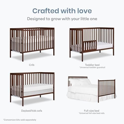 Dream On Me Synergy 5-in-1 Baby Crib, Converts to Toddler Bed, Walnut Brown - Image 4