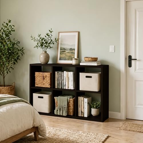6 Cube Storage Organizer Shelf, Chocolate Color 13in - Image 4
