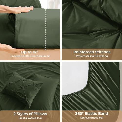 Sasttie Full Size Comforter Set, 7-Piece Bed in a Bag, Pintuck Bedding Set - Image 5