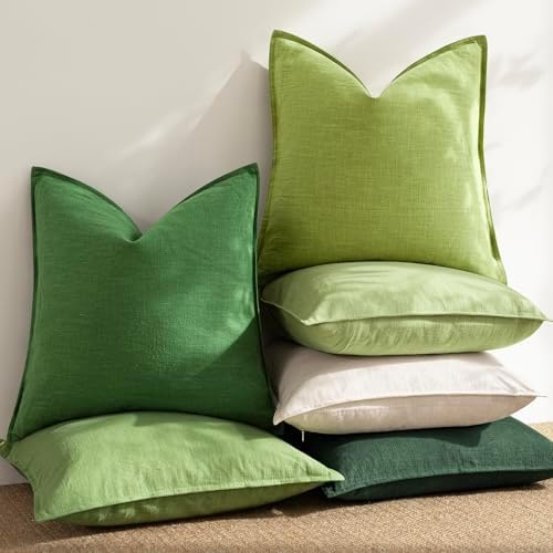 Foindtower Linen Solid Decorative Throw Pillow Covers 18x18 Forest Green - Image 6