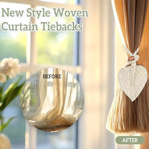 2-Pack Bohemian Cotton Leaf Curtain Tiebacks - Image 4