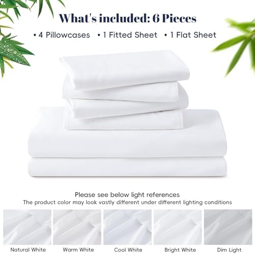 PHF 6PCS Cooling Sheets Set King Size, 100% Rayon Derived from Bamboo - Image 6