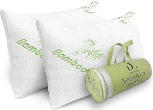 Rayon Derived from Bamboo Pillows Standard Size Set of 2 by DreamFieldLinen